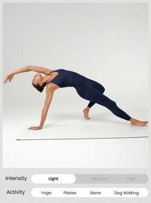 GLOWMODE 26" FeatherFit™ V-Neck Strappy Back Powerhold Back Bodysuit Jumpsuit Low Impact Yoga Daily - Dark Blue - View 6