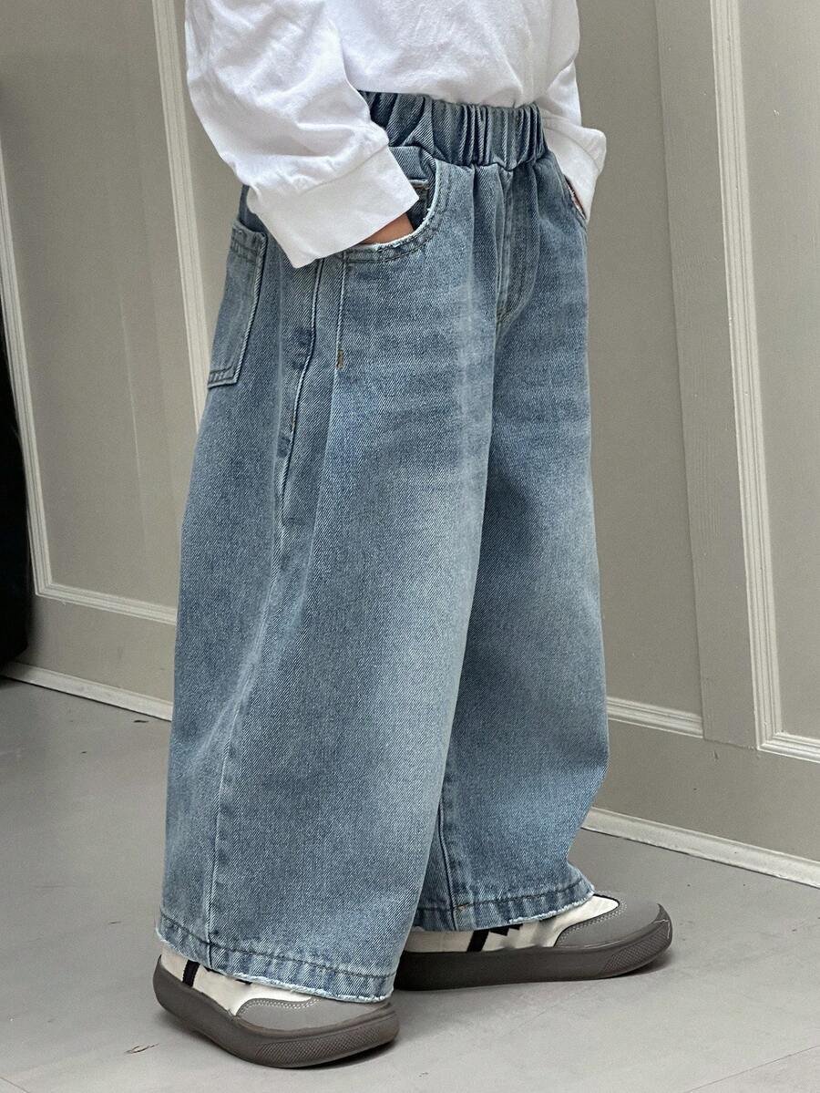 DAZY Young Boy Loose Fit Denim Jeans, Versatile Pants For Fall - Blue - View 1