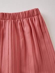 Sparklyn 2件套女童花卉印花T恤和高腰纹理阔腿裤套装 - 粉色 - 查看 7