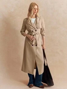 Écloséra 女士休闲双排扣中长风衣