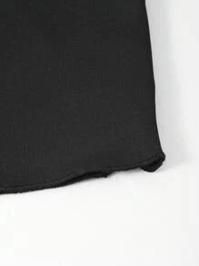 SHEIN ChillGRL 青少年女孩休闲宽松落肩长袖运动衫，设计潮流日常通勤和度假装，春秋季 - 黑色 - 查看 4