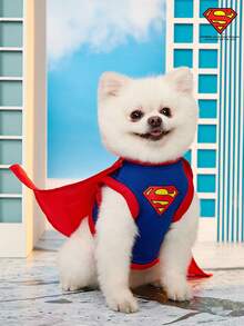 SUPERMAN X PETSIN 1pc Sleeveless Cloak COS Costume, Stylish For Cats & Dogs, Pet Vest