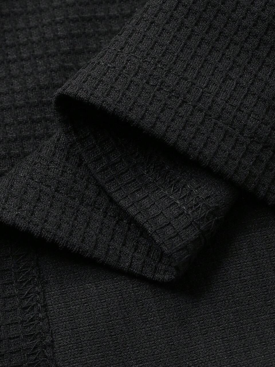 Women Casual Solid V-Neck Long Sleeve T-Shirt Black Top Black Blouse Long Sleeve Black Top Black Waffle Top V-Neck Black Top