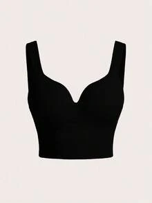 SHEIN Sports Áo Camisole thể thao gân màu trơn dành cho nữ, áo bra thể thao mặc hàng ngày, áo croptop có áo ngực tích hợp, bộ 3 áo, áo gân, áo bó sát, áo croptop gân, áo croptop bó sát, áo croptop có áo ngực tích hợp, bộ 3 áo croptop. - Nhiều màu - Xem 4