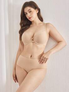 Ocili Conjunto de sujetador acolchado sin costuras y braga talla grande, de material brillante