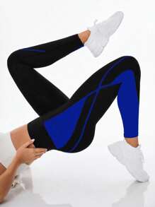 Exploreva High Waist Seamless Color Blocking Sports Leggings Yoga Women Pants