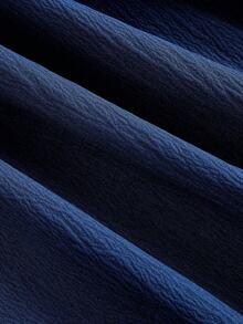 SHEIN MOD 女式撞色蕾丝方领刺绣贝壳袖中长连衣裙，海军蓝 - 藏蓝色 - 查看 4