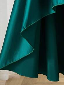 Tween Girl Spaghetti Strap Square Neck Backless Asymmetric Ruffle Hem Waist Cinched Elegant Dress For School, Wedding, Party - Green - View 5