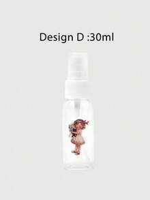 ROMWE Kawaii Set de 4 mini botellas de spray de PET transparente con diseño de niña de dibujos animados, contenedores recargables para maquillaje y perfume - Multicolor - Ver 3