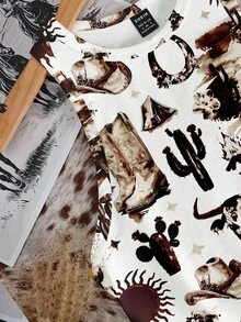 SHEIN EZwear Casual Minimalist Cactus Graphic Round Neck Tight Fit Women Tank Top, Suitable For Summer Chic - Multicolor - View 4