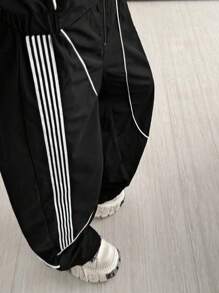 StreetHx Women's Fashion Sporty Color Block Jumpsuit - Black - View 6