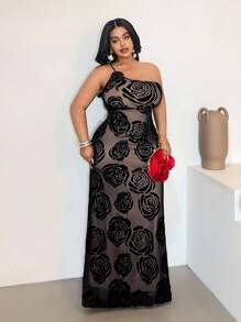 Maweii Abito da festa elegante con stampa floreale, taglie comode - nero - Visualizzare 4