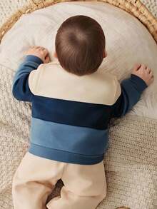 Cozy Pixies 新生男婴/女婴拼色圆领长袖套头衫 - 彩色 - 查看 2