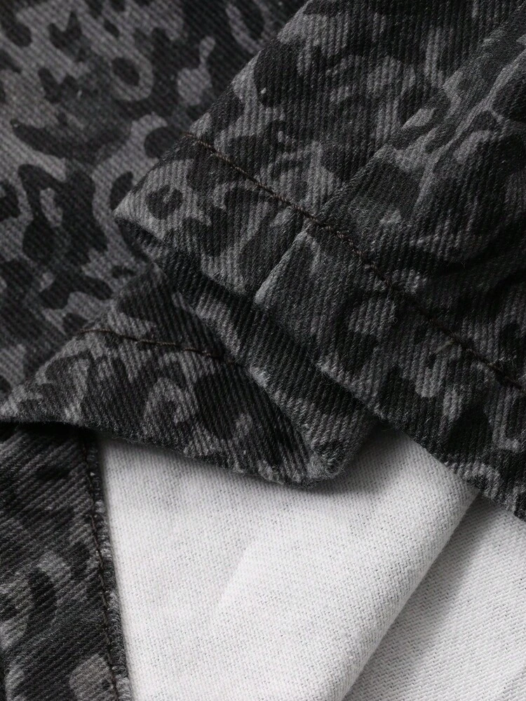 Women's Oversized Full Print Textured Washed Denim Jeans Low Rise Jeans