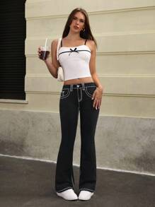 Jeanoix 女士 Y2K 牛仔裤 - 黑色 - 查看 5