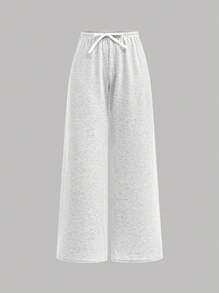 SHEIN Teen Girl White, Casual,Knit Loose Fit Trousers For Spring, Summer, Autumn And Winter,Home Wear Wide Leg Sweatpants Comfy Pants Grey Sweatpants Fall