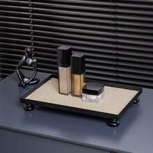 1 件北欧风格皮革珠宝收纳盒、化妆品收纳托盘、家居装饰配件、矩形白色编织皮革盘，适用于客厅、浴室、节日