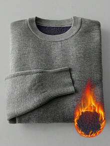 Franclia Women's Fitted Crew Neck Thermal Lined Long Sleeve Sweater Winter Tops For Women Women Winter Sweater Women Pullover Sweater - Grey - View 3