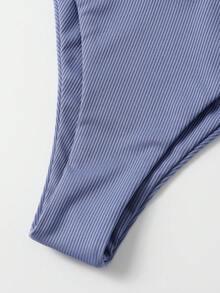 Swim SXY Summer Beach 3packs Rib Underwire Bikini Set & Beach Skirt Matching Set - Dusty Blue - View 6