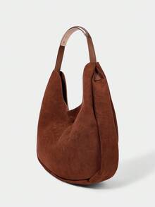 SHECARRY Túi đeo vai nữ, Túi Hobo, Da lộn, Khóa trang trí phần cứng, Thời trang, Thanh lịch, Đơn giản, Cá nhân hóa, Đa năng, Cổ điển, Đi làm, Văn phòng, Hẹn hò, Hàng ngày, Mua sắm, Trà chiều - màu nâu - Xem 3