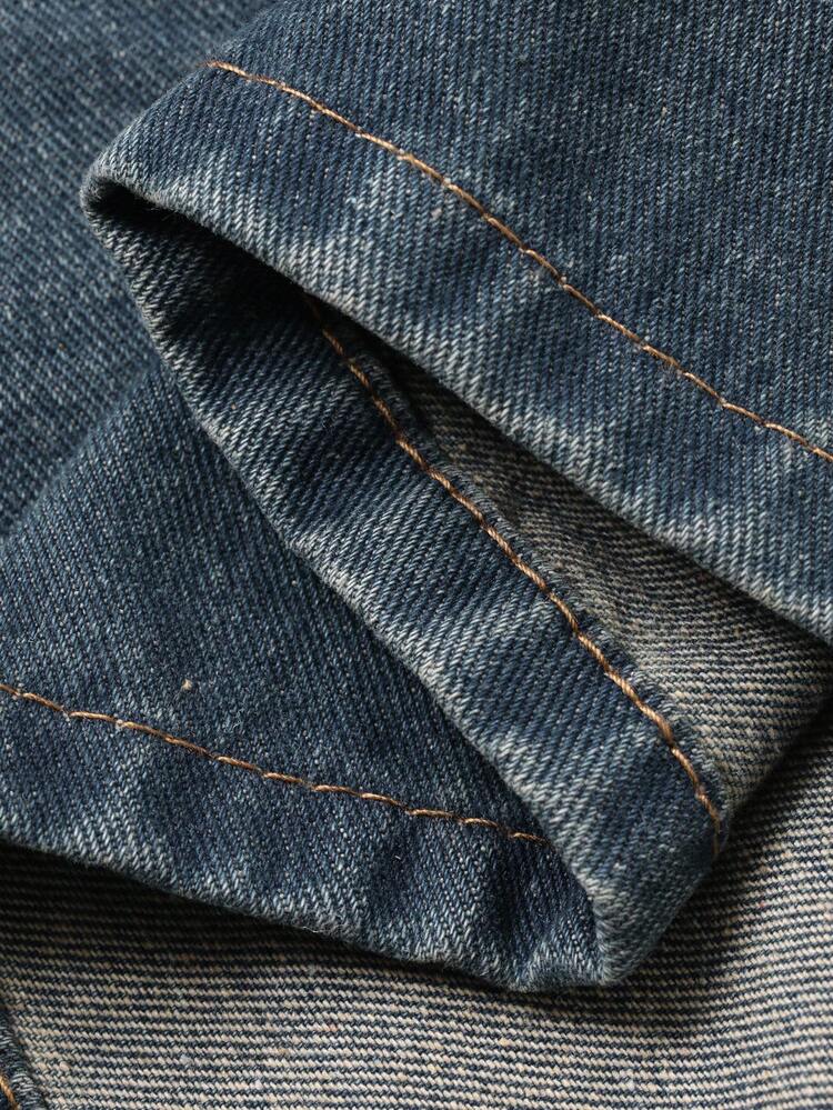 Women's Autumn Collared Waist Cinched Denim Dress