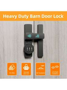 Password Door Lock And Deadbolt, 180 Degree Sliding French Barn Door Lock With 3-Digit Combination Lock Luminous Sign, Gate Garage Shed Window Lock Bolt No Key Bathroom Bedroom Cabinet