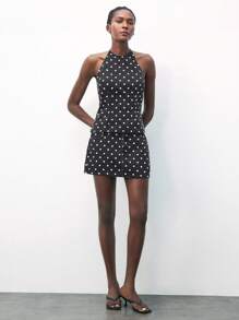 Maija 女式波点牛仔衬衫，百搭休闲商务都市装，时尚派对、郊游、秋季穿着 - 黑色 - 查看 4