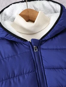 Vacaura Abrigo acolchado con capucha para niños, acolchado grueso para invierno - Azul Marino - Ver 5