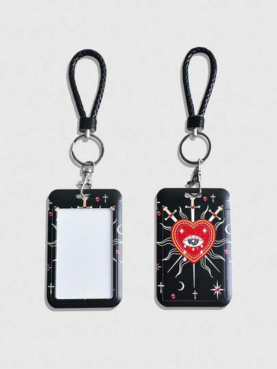 Goth 1pc Dark Gothic Slide Cover Card Holder, ID Card Case, Pass Case, Back To School, Halloween