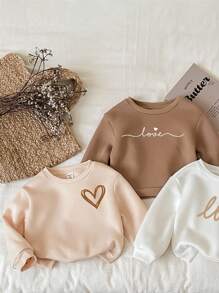 SHEIN 3pcs/Set Baby Girl Thickened Long Sleeve Hoodie Set, Suitable For Autumn And Winter