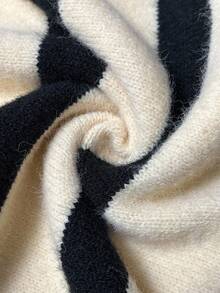 Elaquor Plus Size Striped Print Casual Pullover Sweater In Fall/Winter