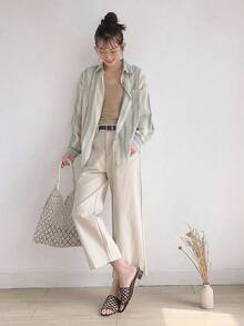 DAZY Women's Loose Striped Casual/School Shirt Long Sleeve Top - Multicolor - View 10