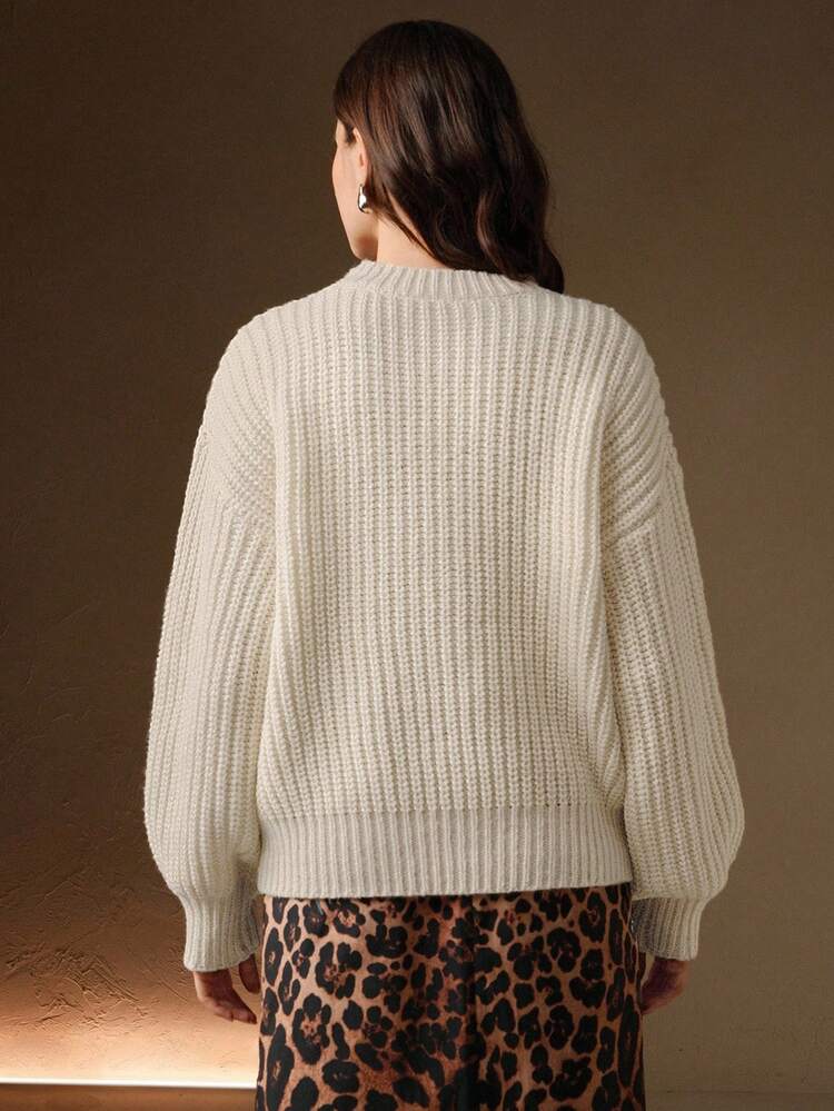 Maillard Color Autumn/Winter New Embroidered Knit Sweater, Women's Casual Loose Pullover Sweater, Elegant, Chic, Suitable For Fall, Autumn, Winter, New Year, Christmas