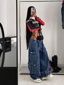 StreetHx Women's Solid Color Casual Pocket Jeans - Blue - View 7