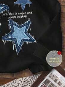 Tween Boy Casual Cartoon Pattern Loose Fit Long Sleeve Sweatshirt, Suitable For Autumn/Winter Fall - Black - View 5