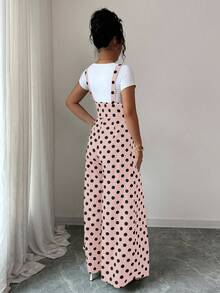 Elenzga 女士波尔卡圆点印花连体裤 - 粉色 - 查看 2