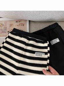 2pcs Baby Girl Knitted Solid Color Casual Pants Set