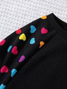 Firerie Kids Firerie Kids Tween Girl Sporty Street Style Tricotat Inimă Print Gât Rotund Hanorac Mânecă Lungă