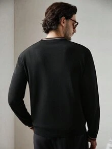 Manfinity CityGents Men's Striped Stand Collar Half Zip Front Casual Knit Sweater Mock Neck Men, Old Money , Fall Winter