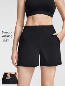 GLOWMODE 4" Shorts Pocket Zipper Daily Casual Working Summer - Black - View 1