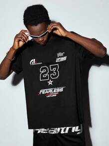 Modcrash Men's Fashion Racing Style English Print Casual T-Shirt,Graphic Tee - Black - View 4