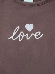 SHEIN 3pcs Girls Letter Print Slim Fit Long Sleeve T-Shirt, Sweet Casual Versatile All-Match Set, Autumn Fall Winter - Multicolor - View 5