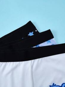 SHEIN X Care Bears 3pcs Men's Cute Cartoon Bear Print Contrast Tape Waist Comfortable Boxer Briefs,Basic Casual Boxer Brief, Men Boxers Pack,Black,Blue,White, Cartoon Underwear - Blue - View 4