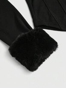 ROMWE Grunge Punk 性感露肩紧身毛绒女式上衣 - 黑色 - 查看 3