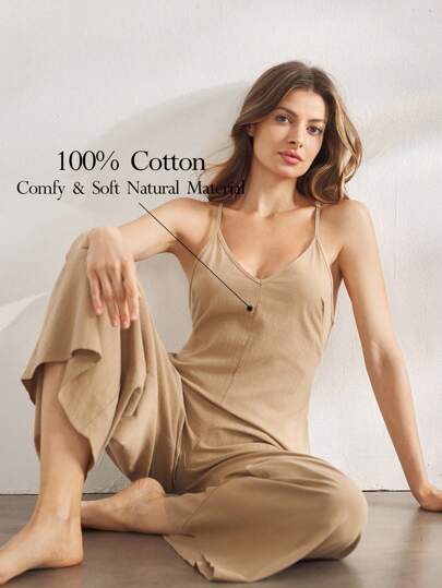 Ocili 休闲舒适连体裤，宽松阔腿设计，纯棉材质，舒适