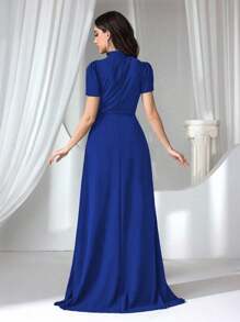Coutiva Formal Evening Dress For Women (Elaborate Design), Party Dress, Gown, For Wedding Guest - Royal Blue - View 3