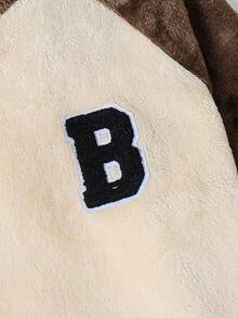 SHEIN 青少年男孩撞色拼布上衣和纯色保暖衬里裤子睡衣套装 - 棕色 - 查看 6