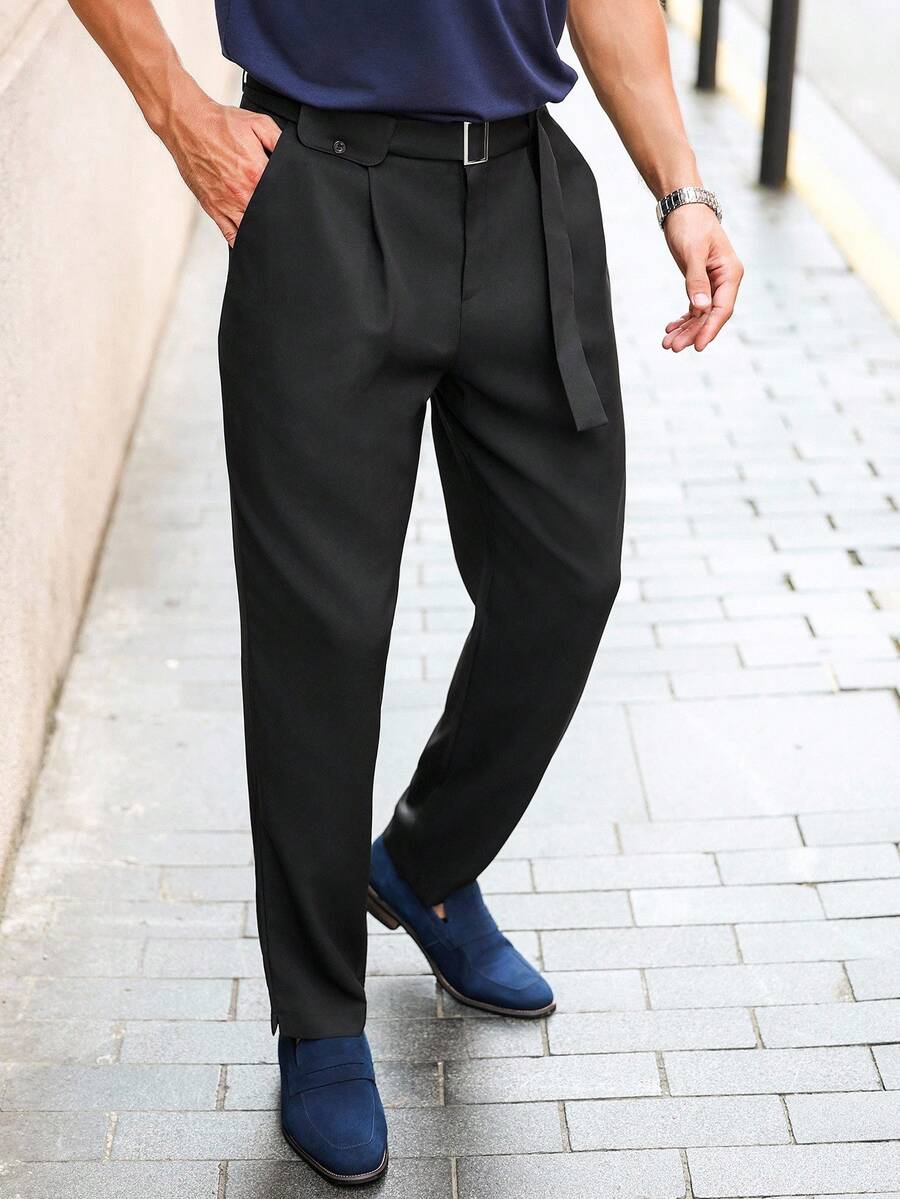 Manfinity Bizformal Quần âu nam màu trơn đơn sắc có túi xéo Quần âu đen nam Quần âu xếp ly nam Quần tây đen cho nam Quần cạp cao cho nam Quần âu nam rộng thùng thình Quần âu xếp ly nam Quần âu cạp cao cho nam Quần âu đen cho nam Quần âu nam - màu đen - Xem 1