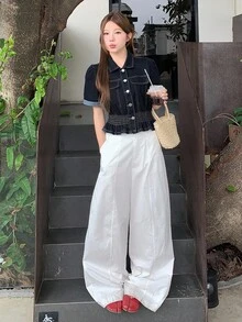 DAZY Korean-Style Fitted Elegant Denim Tank Top For Women, Summer