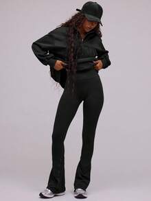 Musera Sport Leginsy z wysokim stanem, modelujące pośladki, rozszerzane, do padla, tenisa, pickleballa, siłowni, fitnessu, jogi i pilatesu, na co dzień - Czarne - Zobacz 1